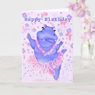 Ballerina Hippo Funny Birthday Card