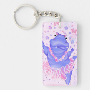 Ballerina Hippo Funny Keychain Happy Ballet Dancer