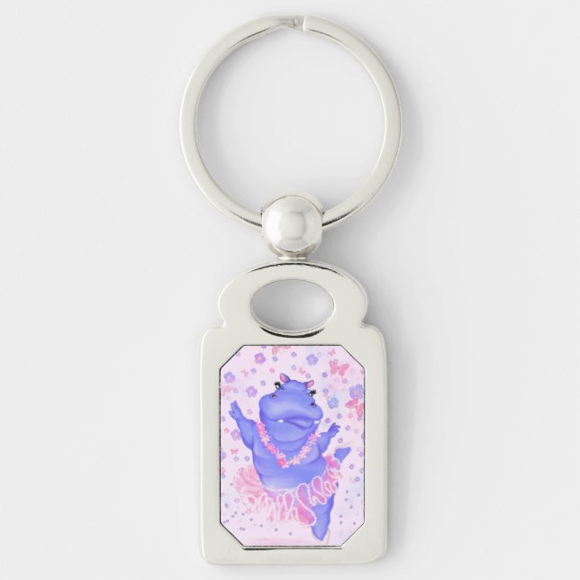 Ballerina Hippo Keychain Happy Ballet Dancer (Front)