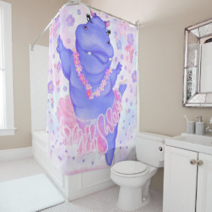 Ballerina Hippo Shower Curtain Ballet Dancer
