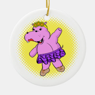 Ballerina Hippo With Tutu Ceramic Tree Decoration