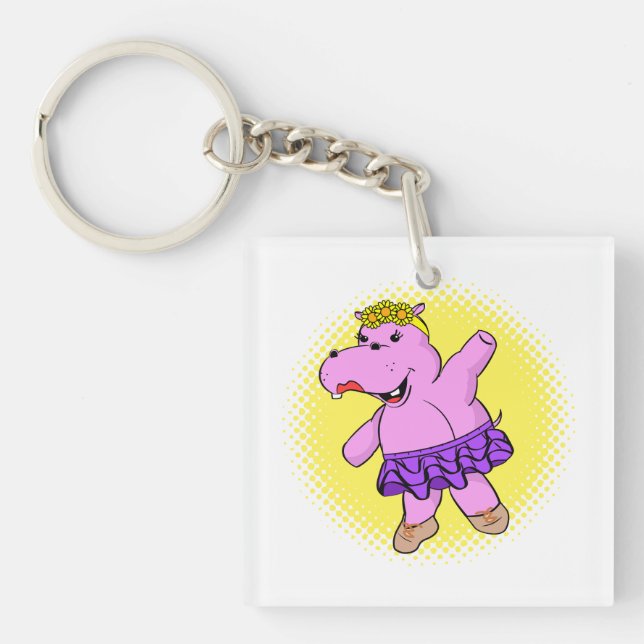 Ballerina Hippo With Tutu Key Ring (Front)
