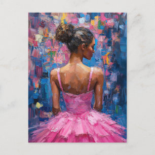 Ballerina in a Hot Pink Tutu Painting Postcard