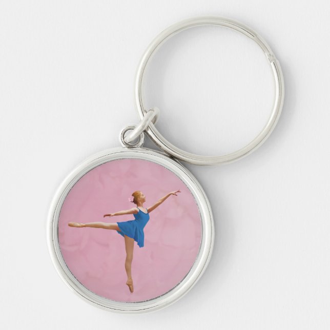 Ballerina in Arabesque Pose Customisable Keychain (Front)