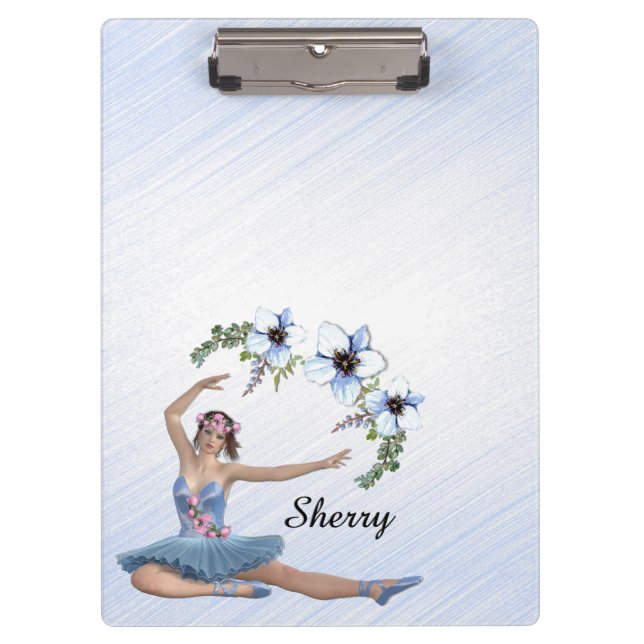Ballerina in Blue Personal Name Clipboard (Front)