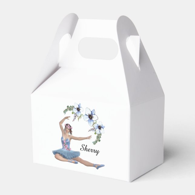 Ballerina in Blue Personal Name  Favour Box (Front Side)