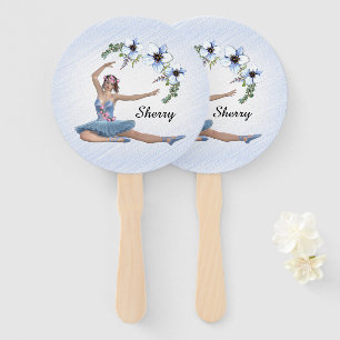 Ballerina in Blue Personal Name Hand Fan