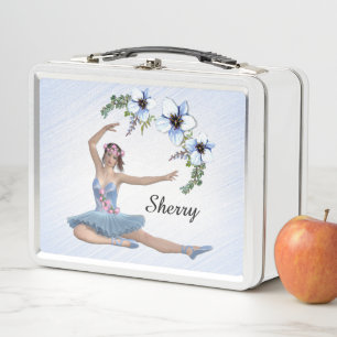 Ballerina in Blue Personal Name Metal Lunch Box