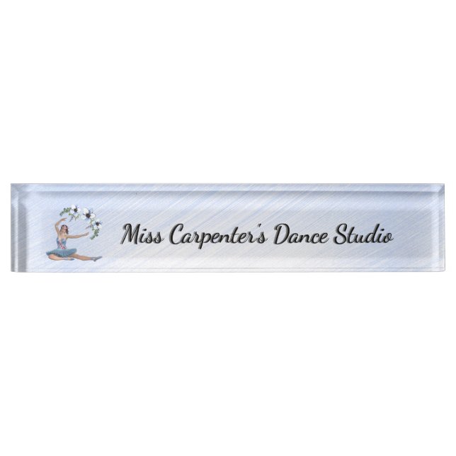 Ballerina in Blue Personal Name Nameplate (Front)