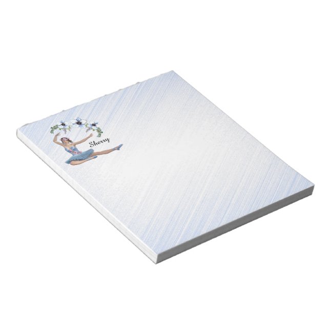 Ballerina in Blue Personal Name  Notepad (Angled)