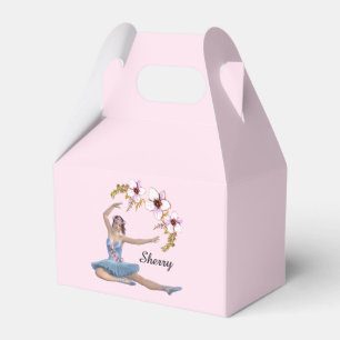 Ballerina in Blue Personal Name on Pink Favour Box