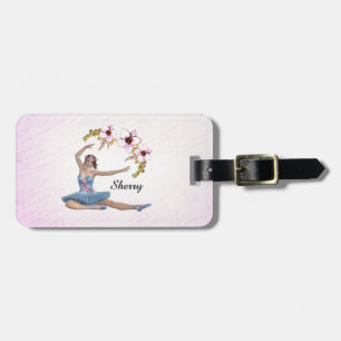 Ballerina in Blue Personal Name on pink Luggage Tag