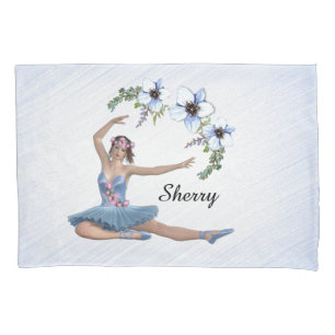 Ballerina in Blue Personal Name Pillowcase