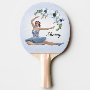 Ballerina in Blue Personal Name Ping Pong Paddle