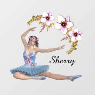 Ballerina in Blue Personal Name Pink Window Cling