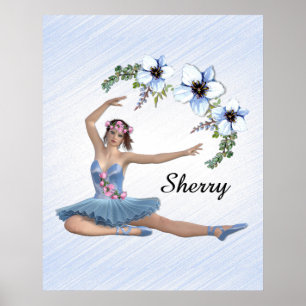 Ballerina in Blue Personal Name  Poster