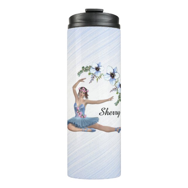 Ballerina in Blue Personal Name Thermal Tumbler (Front)