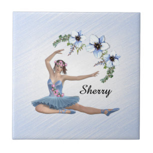 Ballerina in Blue Personal Name Tile