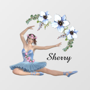 Ballerina in Blue Personal Name Window Cling
