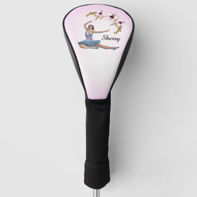 Ballerina in Blue Personal Pink Golf Head Cover (Front)