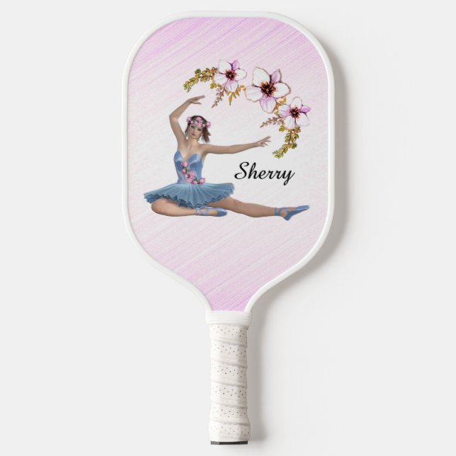 Ballerina in Blue Personal Pink Pickleball Paddle (Front)