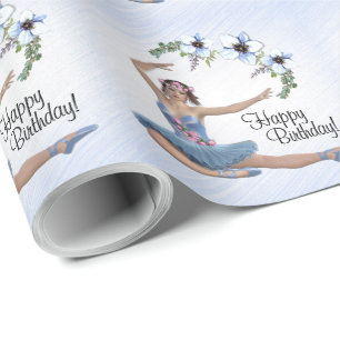 Ballerina in Blue Personalise Birthday Wrapping Paper
