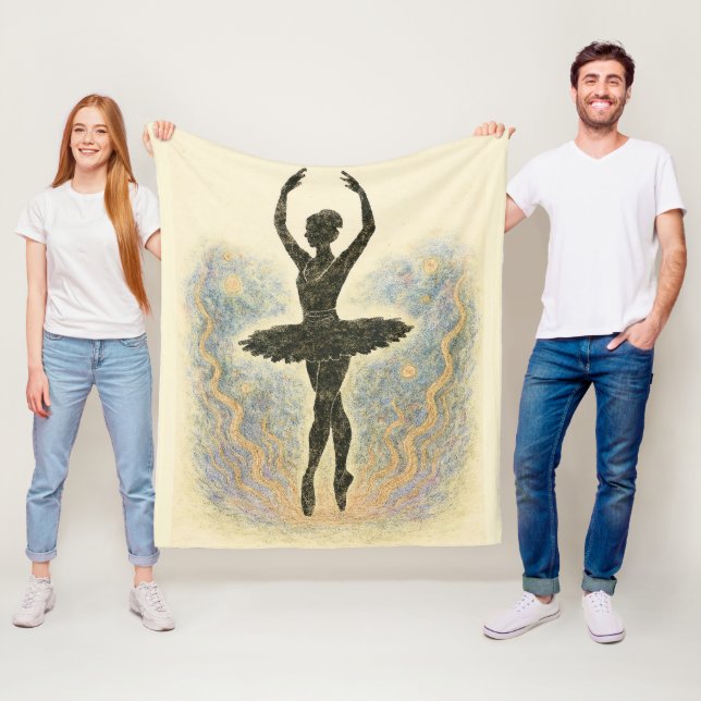 Ballerina in graceful grace - soft colors fleece blanket (In Situ)