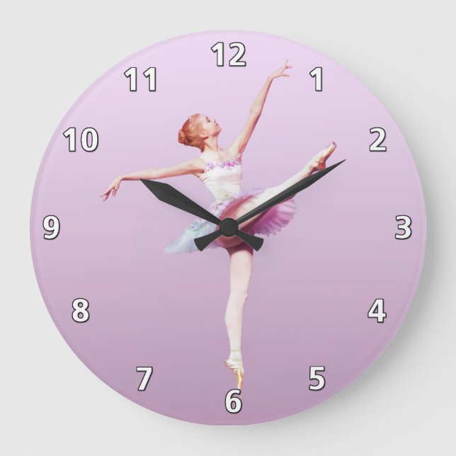 Ballerina in Pink and Lavender Large Clock (Front)