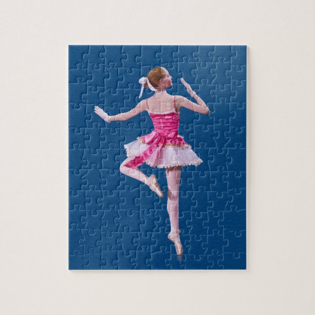 Ballerina in Pink and White on Blue Jigsaw Puzzle (Vertical)