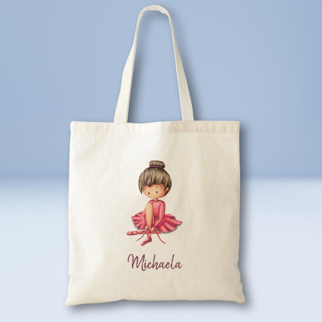 Ballerina in Pink Dress Personalised  Tote Bag (Creator Uploaded)