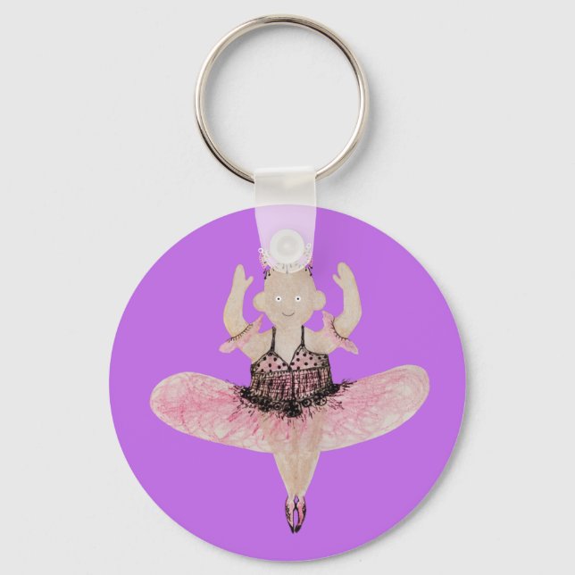 Ballerina in pink  key ring (Front)