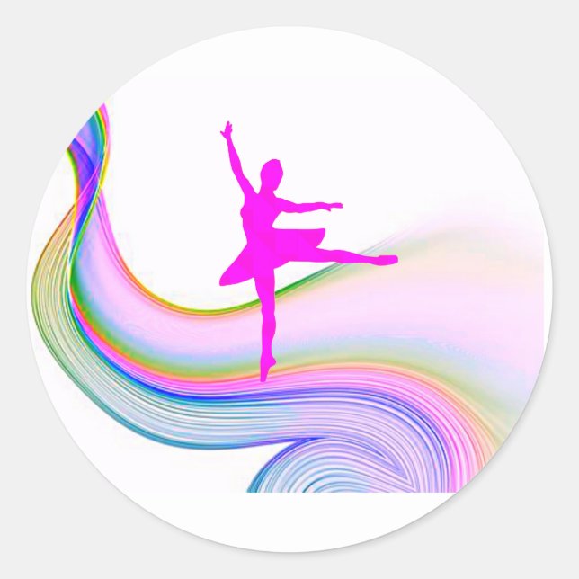Ballerina in pink sticker. classic round sticker (Front)