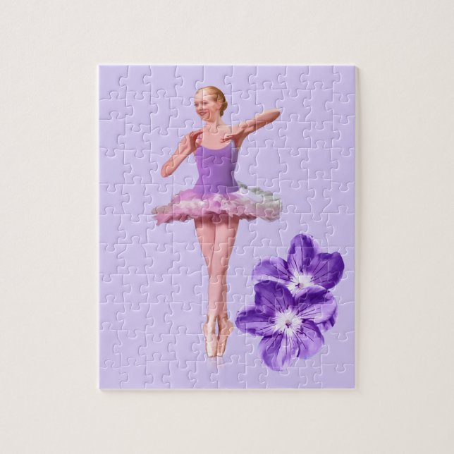 Ballerina in Purple and White Jigsaw Puzzle (Vertical)