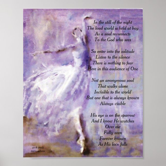 Ballerina in purple with poetry poster (Front)