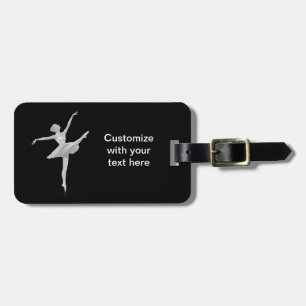 Ballerina in Silver and Black Customisable Luggage Tag