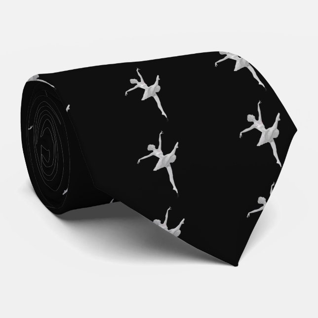 Ballerina in Silver and Black Customisable Tie (Rolled)