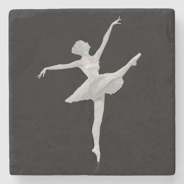 Ballerina in Silver and Black Stone Coaster (Front)