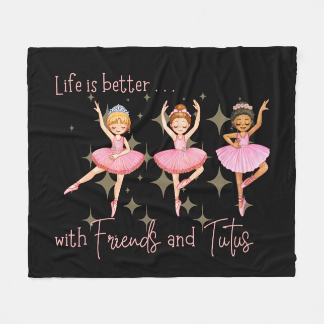 Ballerina inspirational friendship message fleece blanket (Front (Horizontal))