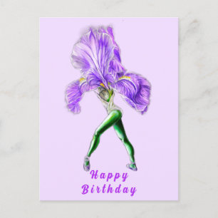 Ballerina Iris Flower Ballet Dancer Birthday Card