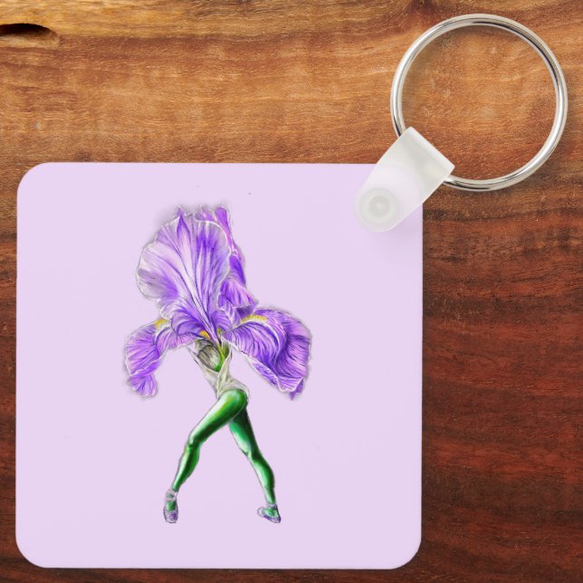 Ballerina Iris Flower Ballet Dancer Keychain (Back)