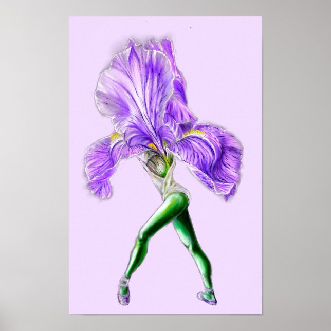 Ballerina Iris Flower Ballet Dancer Poster (Front)