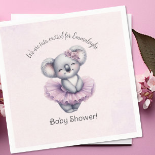 Ballerina Koala Tutu Excited Baby Girl Shower Napkin