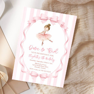 Ballerina Let's Dance & Twirl Pink Party Birthday Invitation