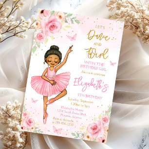 Ballerina Let's Dance & Twirl Pink Party Birthday  Invitation