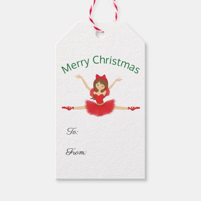 Ballerina Merry Christmas | Ballet Gift Tags (Front)