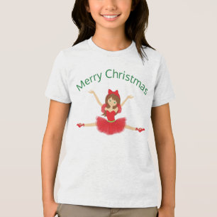 Ballerina Merry Christmas   Ballet Tri-Blend Shirt