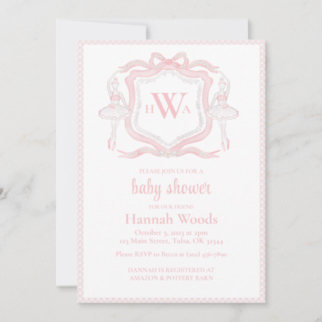 Ballerina Monogram Grandmillennial Baby Shower (Front)
