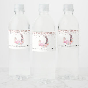 Ballerina Moon Glitter Birthday Personalised Water Bottle Label