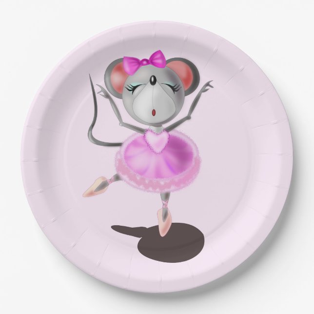 Ballerina Mouse Funny Paper Plates Ballet Dancer (Front)