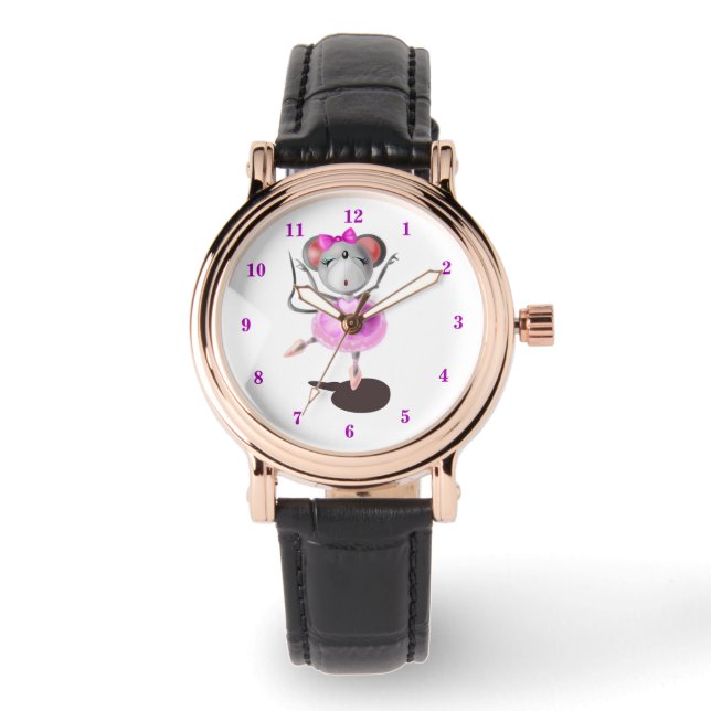 Ballerina Mouse Funny Watch Happy Ballet Dancer (Front)